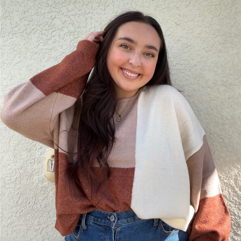 Rust Colorblock Sweater - Picture 2 of 5